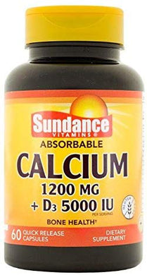 Sundance Calcium 1200 mg Plus Vitamin D3 5000 IU Tablets, 60 Count