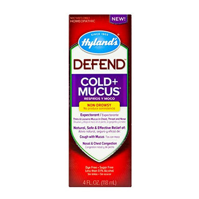 Cold and Cough, Mucus Relief, Decongestant, Defend by Hyland's Homeopathic, Cold Plus Mucus, 4 Fluid Ounce