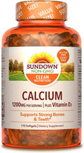 Load image into Gallery viewer, Sundown Calcium 1200 Plus Vitamin D3 1000 IU, 170 Liquid Filled Softgels