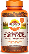 Load image into Gallery viewer, Sundown Complete Omega Wild Alaskan Salmon Oil Softgel, 1400 mg, 90 Softgels