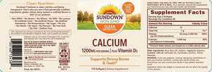 Sundown Calcium 1200 Plus Vitamin D3 1000 IU, 170 Liquid Filled Softgels