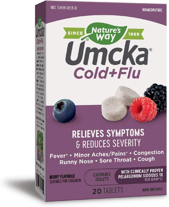 Nature's Way Umcka Cold+Flu Multi-Action Non-Drowsy, Berry Flavored, 20 Count