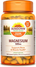 Load image into Gallery viewer, Sundown Magnesium, 500 mg (180 Coated Caplets) Mineral Supplement