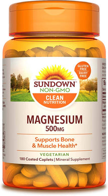 Sundown Magnesium, 500 mg (180 Coated Caplets) Mineral Supplement