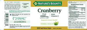 Nature's Bounty Cranberry with Vitamin C 4200 mg