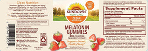 Sundown Melatonin 5 Milligram Gummies (Count 60), Strawberry Flavored, Supports Sound, Quality Sleep Non-GMO, No Artificial Flavors, 60 Counts