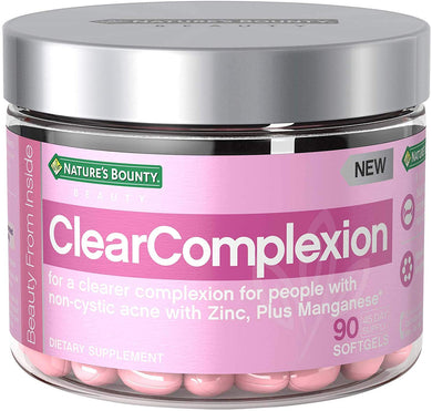 Nature's Bounty Clearcomplexion Multivitamins, with Zinc + Manganese, for A Clearer Complexion for People with Non-Cystic Acne*, 90 Softgels