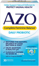 Load image into Gallery viewer, AZO Complete Feminine Balance Daily Probiotics for Women | 30 Count | Clinically Proven to Help Protect Vaginal Health