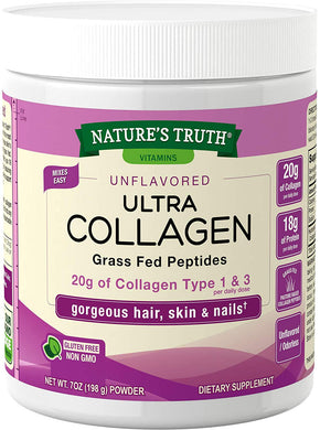 Nature's Truth Ultra Collagen Powder | 7 oz | Type I and III | Hydrolyzed Collagen Peptides | Grass Fed, Paleo, Keto Friendly | Protein Packed | Unflavored | Non-GMO, Gluten Free