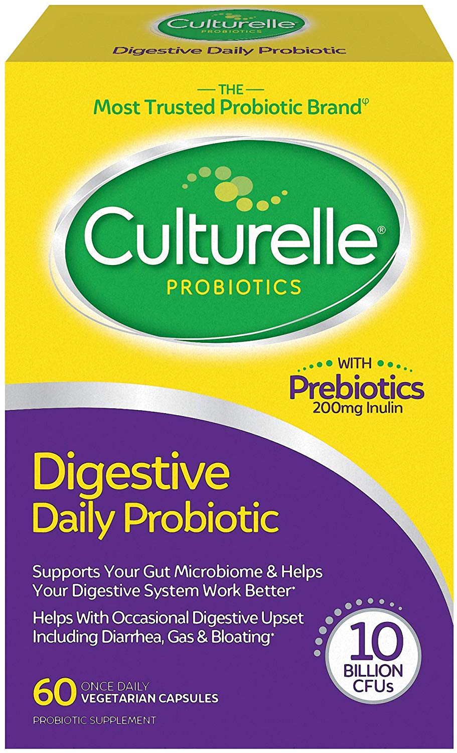 Culturelle Daily Probiotic, Digestive Health Capsules, Works Naturally with Your Body to Keep Digestive System in Balance*, With the Proven Effective Probiotic, 60 Count