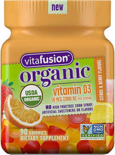 Load image into Gallery viewer, Vitafusion Organic D3 Gummy Vitamin, 90 Count - Non-GMO, Gluten-Free, Dairy-Free, No Gelatin, No HFCS