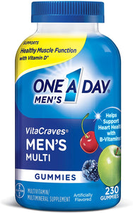 One A Day Men’s Vitacraves Multivitamin Gummies, Supplement With Vitamins A, C, E, B6, B12, & Vitamin D, 230Count