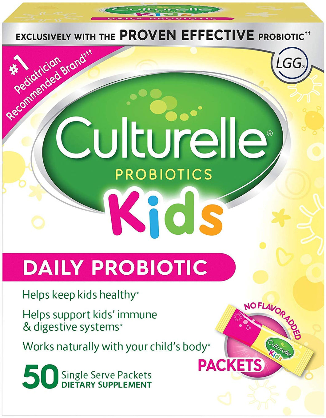 Culturelle Kids Daily Probiotic Packets Dietary Supplement | Helps Support a Healthy Immune & Digestive System | Works Naturally with Your Child’s Body | 50 Single Packets