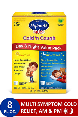 Hyland's Cold and Cough 4 Kids, Day and Night Value Pack, Cough Syrup Medicine for Kids, Decongestant, Sore Throat Relief, Natural Treatment for Common Cold Symptoms, 4 Fl Ounce