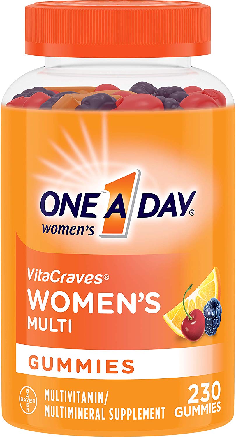 One A Day Women’s Vitacraves Multivitamin Gummies, Supplement with Vitamins A, C, E, B6, B12, Calcium, Vitamin D, 230Count (Packaging May Vary)
