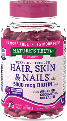 Nature's Truth Superior Strength Hair/Skin/Nails with Argan/Coconut Oil/Collagen, 165 Count