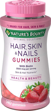 Nature's Bounty Vitamin Biotin Optimal Solutions Hair, Skin and Nails Gummies, 140 Count