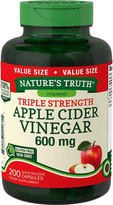 Apple Cider Vinegar Capsules 600mg 200 Pills Vegetarian, Non-GMO, Gluten Free by Nature's Truth