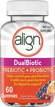 Load image into Gallery viewer, Align DualBiotic Prebiotic + Probiotic Supplement for Adult Men and Women, 60 Count, Digestive Support Gummies in Natural Fruit Flavors