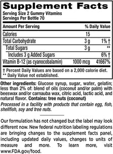 Vitafusion Vitamin B-12 1000 mcg Gummy Supplement, 140 Count