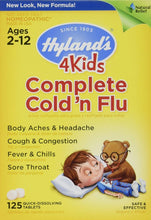 Load image into Gallery viewer, Kids Cold and Flu Relief Tablets by Hyland&#39;s 4Kids, Complete Cold &#39;n Flu, Natural Homeopathic Relief of Cold and Flu, 125 Count