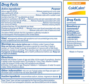 Boiron Coldcalm, 60 Tablets, Homeopathic Medicine for Cold Relief