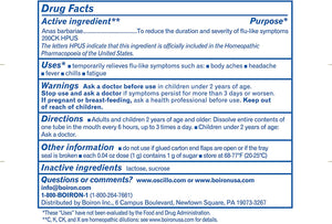 Boiron Oscillococcinum 30 Doses Homeopathic Medicine for Flu-Like Symptoms, White