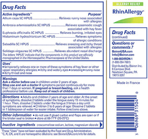 Boiron Rhinallergy Homeopathic Medicine for Allergy Relief, 60 Count